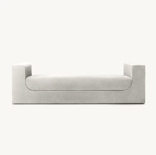 Sculpture Bench with Postmodernist Silhouette – Velvet Upholstery by Italian Design