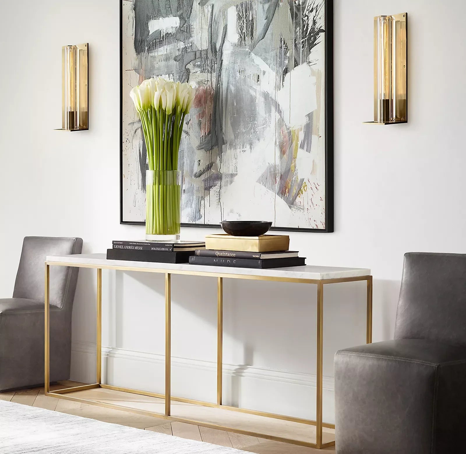 Dining Side Chair 18"W x 24"D x 33"H – Midcentury Geometric Leather and Solid Oak Ellis Statement Piece | 102193256937