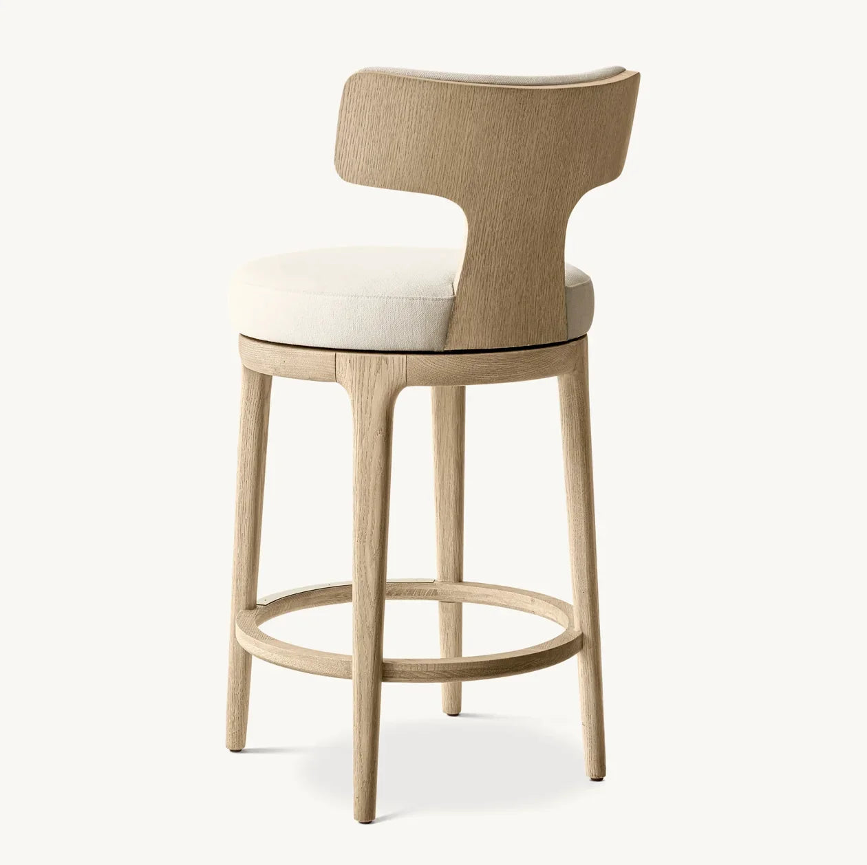 High-Back Swivel Bar Stool – American White Oak Statement Piece