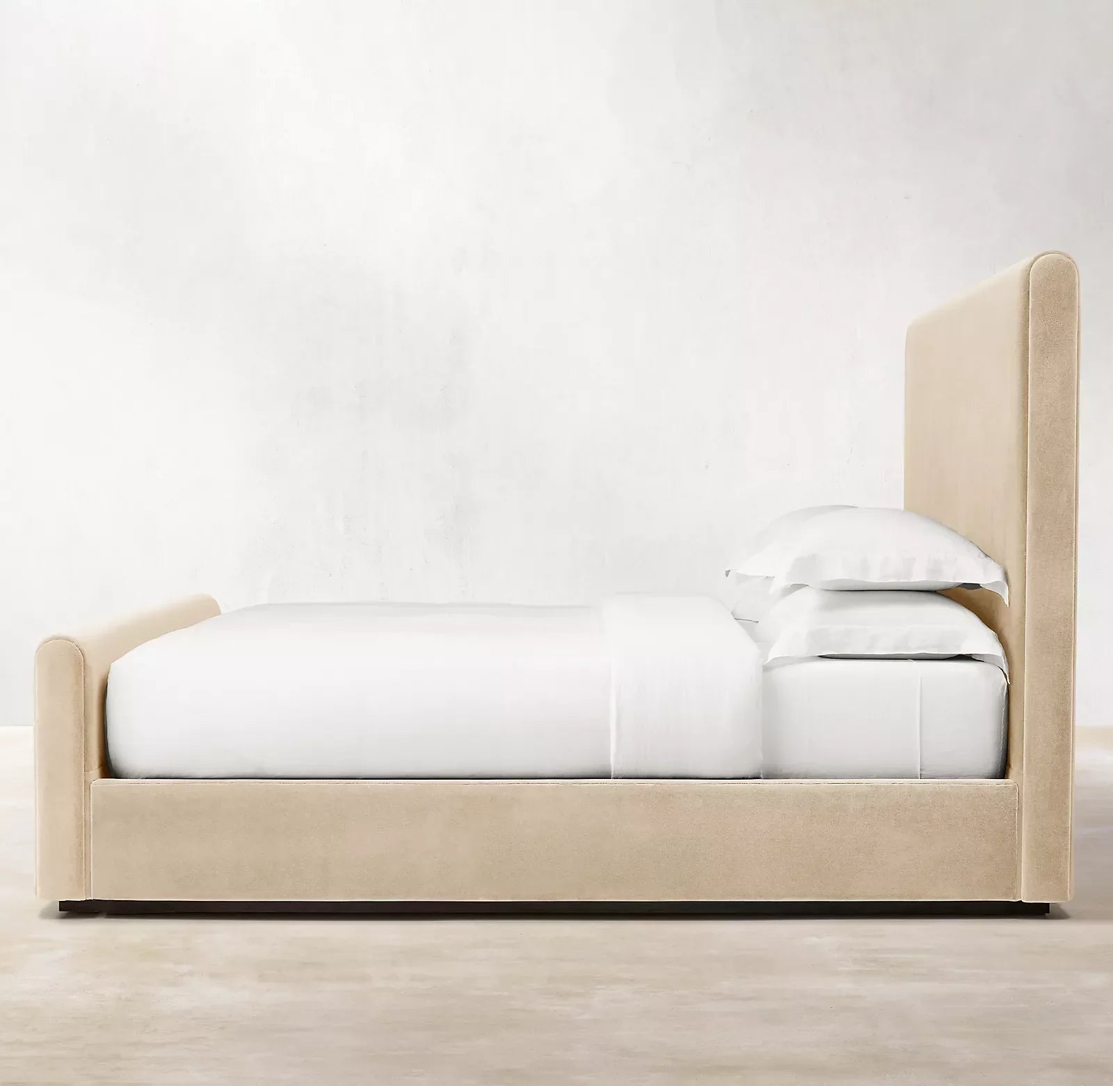 Cloud Platform Bed – Slipcovered Fabric Panel with Goose Feather – Contemporary Design