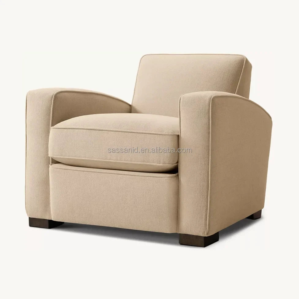 Classic Club Chair – Mid-Century Modern Leather Armchair in Solid Oak