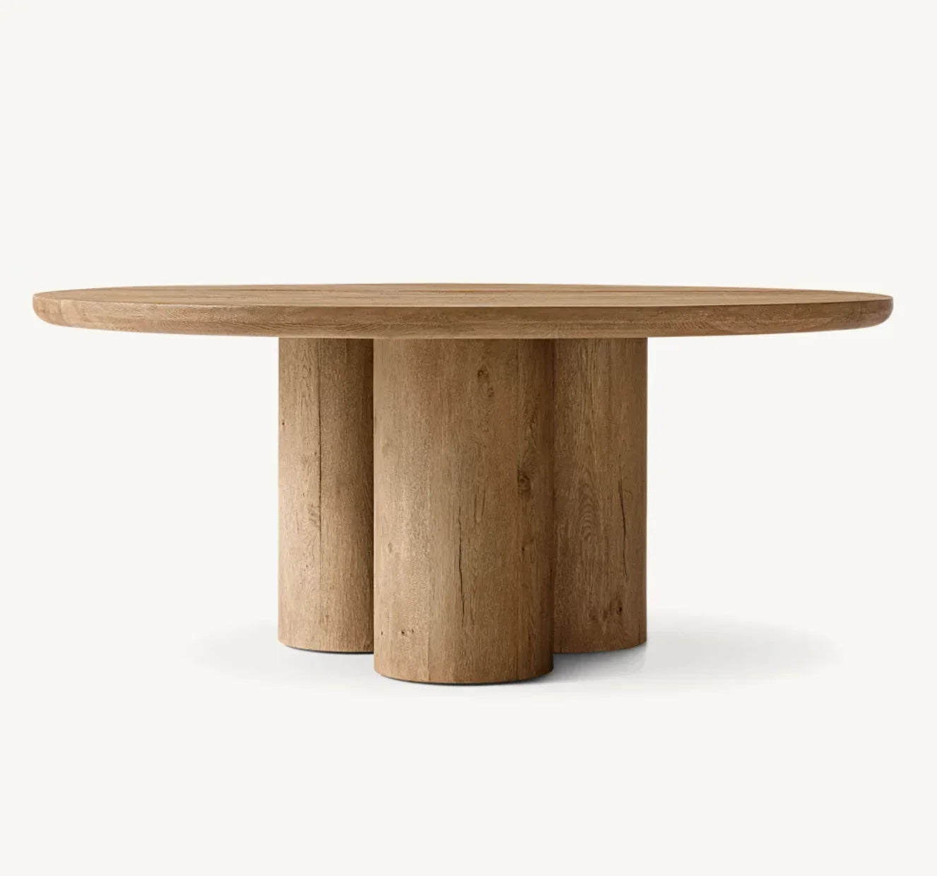 Osloo Round Dining Table – Solid Oak Cylinder Base Mid-Century Design