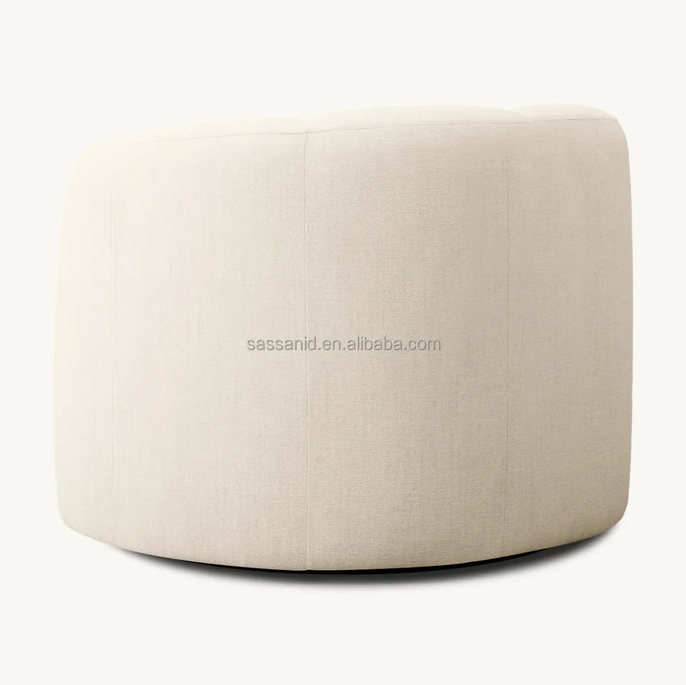 Club Chair Sculptural Swivel 37.5"W – Natural Linen Adriana Midcentury | C626