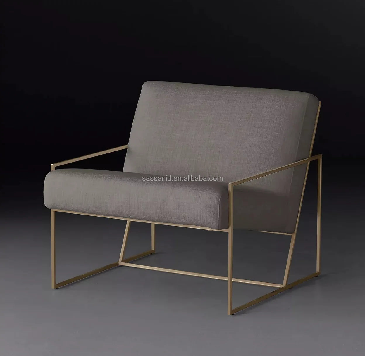 Lounge Chair Geometric Sculptural Profile – Linen or Velvet Statement Piece