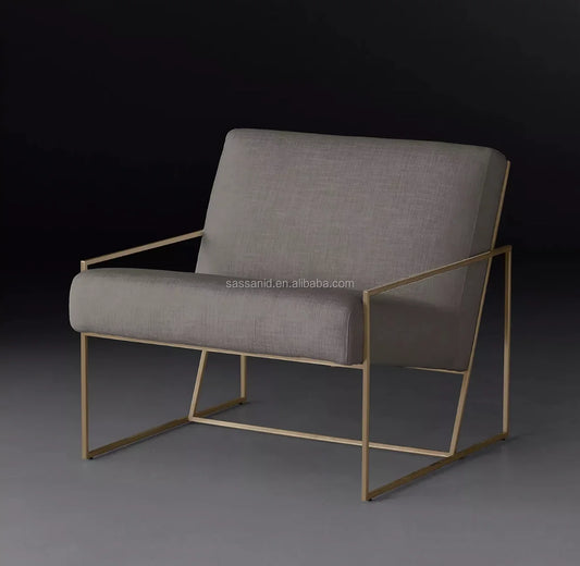 Lounge Chair Geometric Sculptural Profile – Linen or Velvet Statement Piece