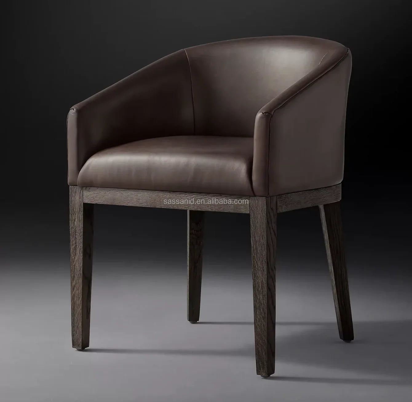 Barrel Back Armchair – Inverted V-Leg Solid Oak & Berkshire Leather Midcentury Chair