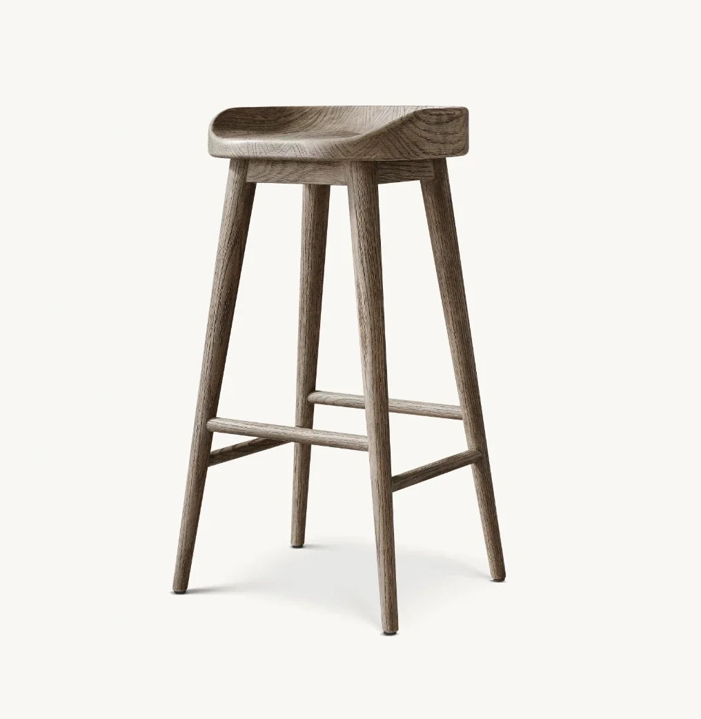 Bar & Counter Stool – 1950s Danish Minimalist Solid Oak Statement Piece