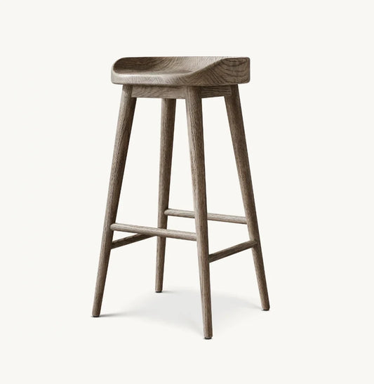 Bar & Counter Stool – 1950s Danish Minimalist Solid Oak Statement Piece