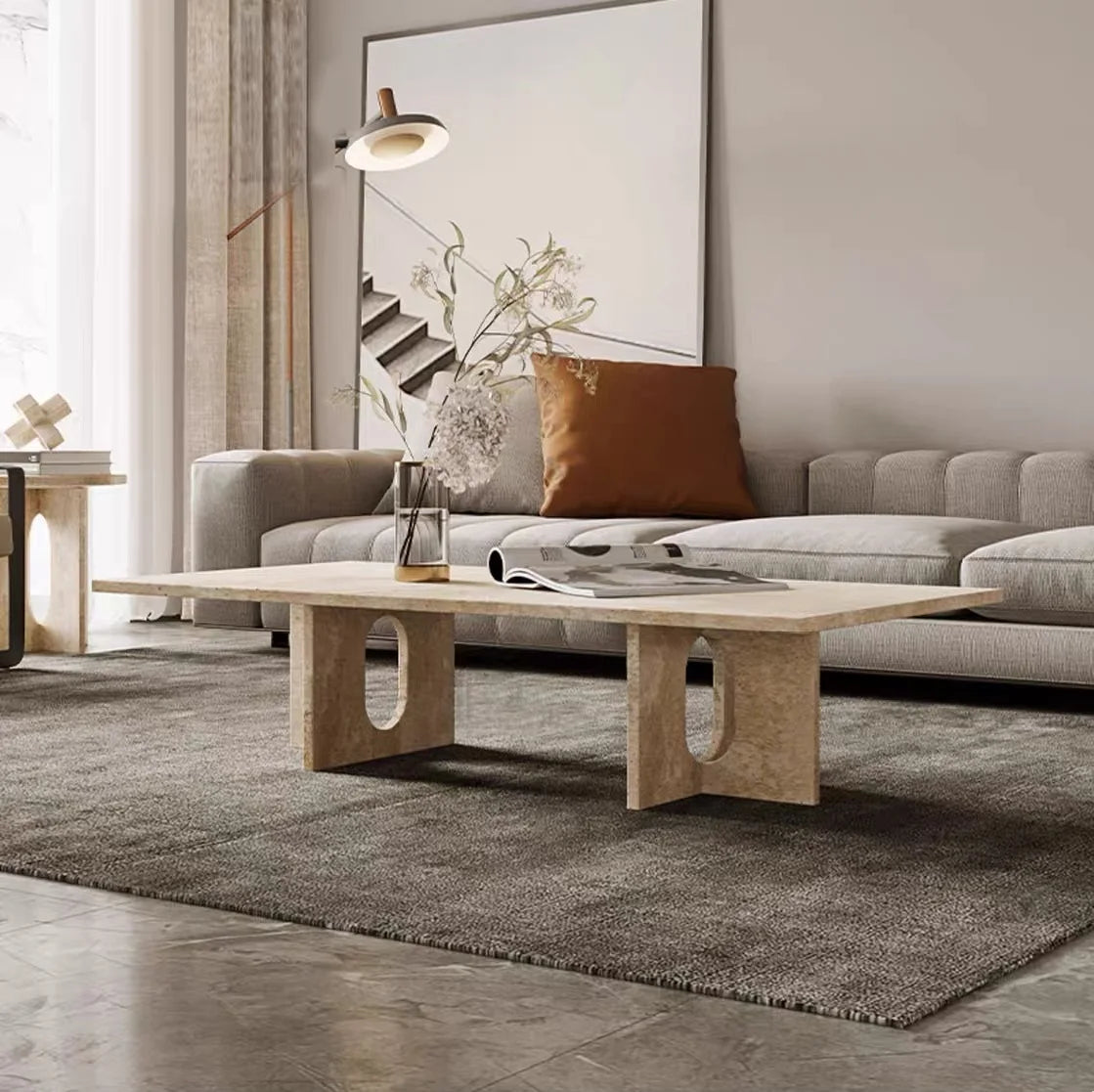 Luxury Rectangle Marble Coffee Table Modern Italian Style for Villa