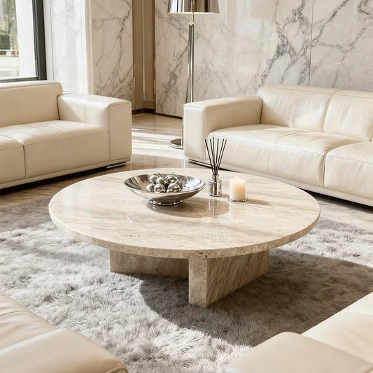 Luxury Round Marble Coffee Table Modern Italian Style for Villa