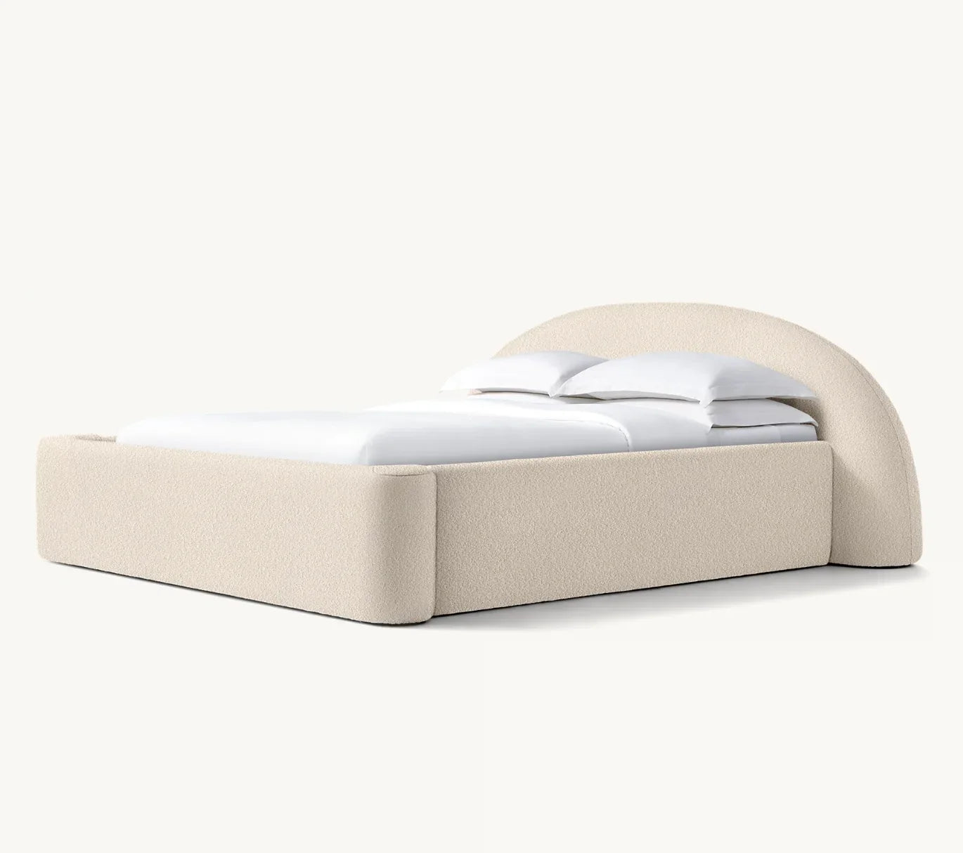 Quinn Upholstered Platform Bed – Tailored Panel White Textile Contemporary American Luxe