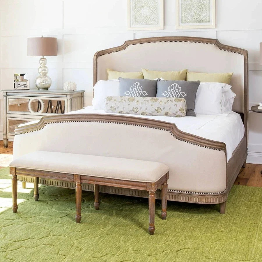 Solid Wood Platform Bed – French-Inspired Birch Master Bedroom Piece | 26-173