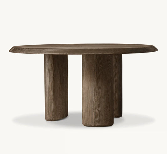 Round Dining Table Minimalist Sculptural Form in Douglas Fir – European Statement