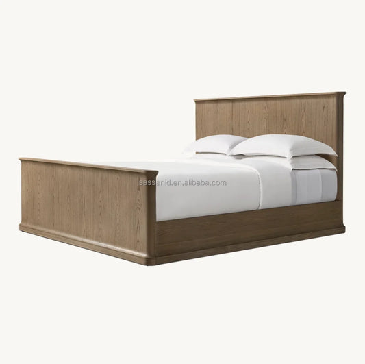 Architectural Platform Bed – Sculptural Oak Panel Bed Statement Piece | 1601379179943