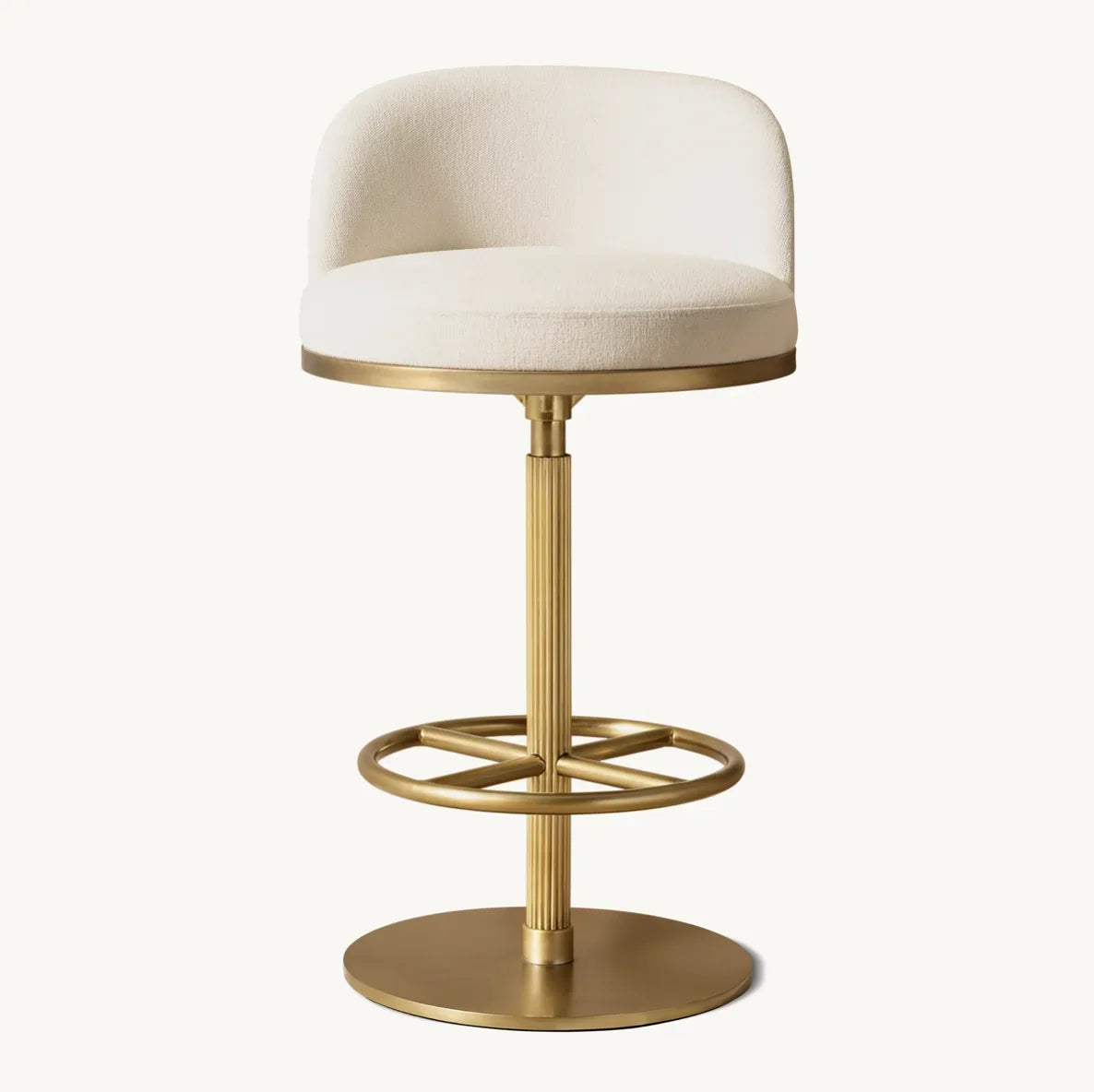 Falun Swivel Bar Stool – Art Deco Reeded Detail Performance Fabric Statement Piece | 1601704744723