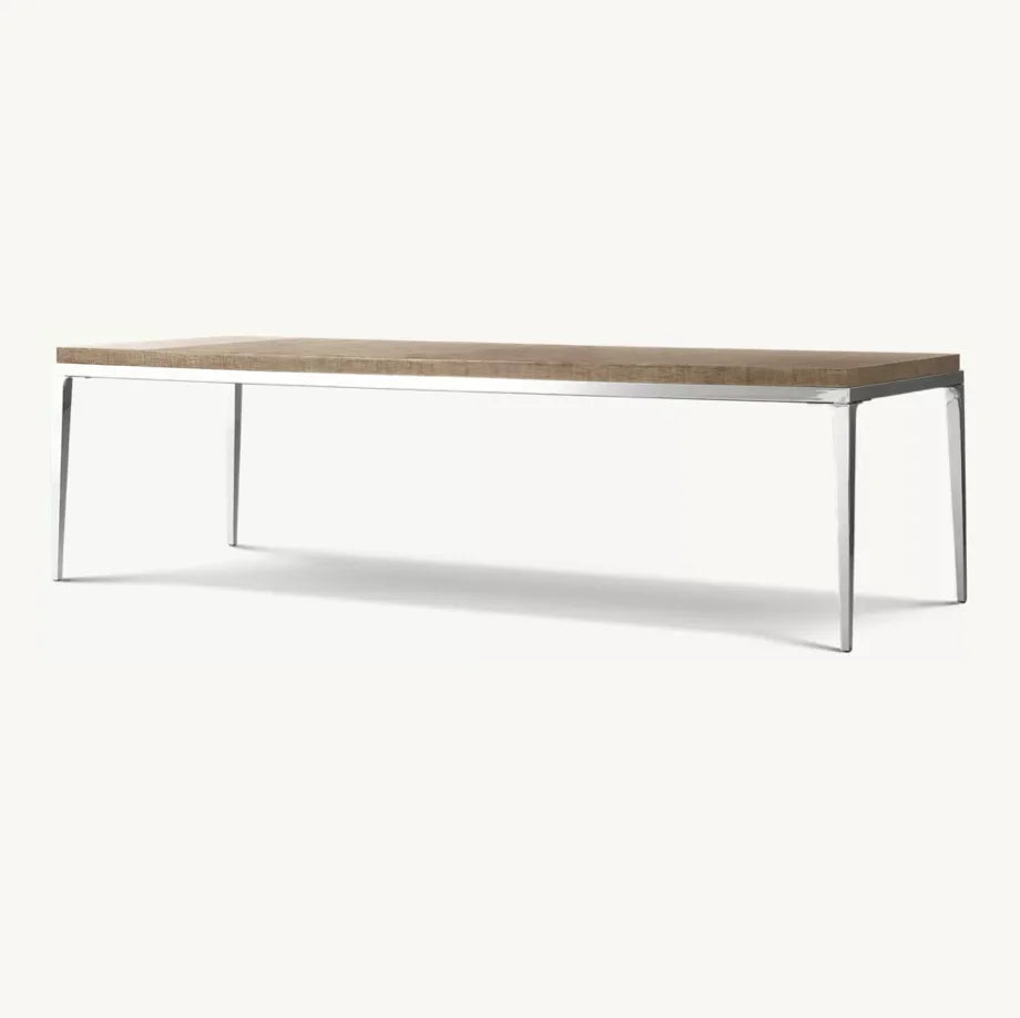Minimalist Marble Dining Table – Polished Steel Statement | 1601042355493