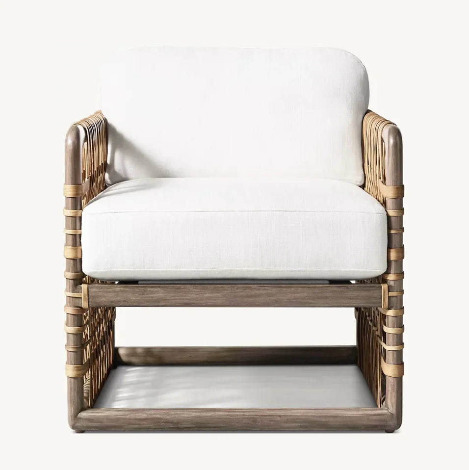 French Art Deco Lounge Chair – Mahogany and Rattan Statement Piece