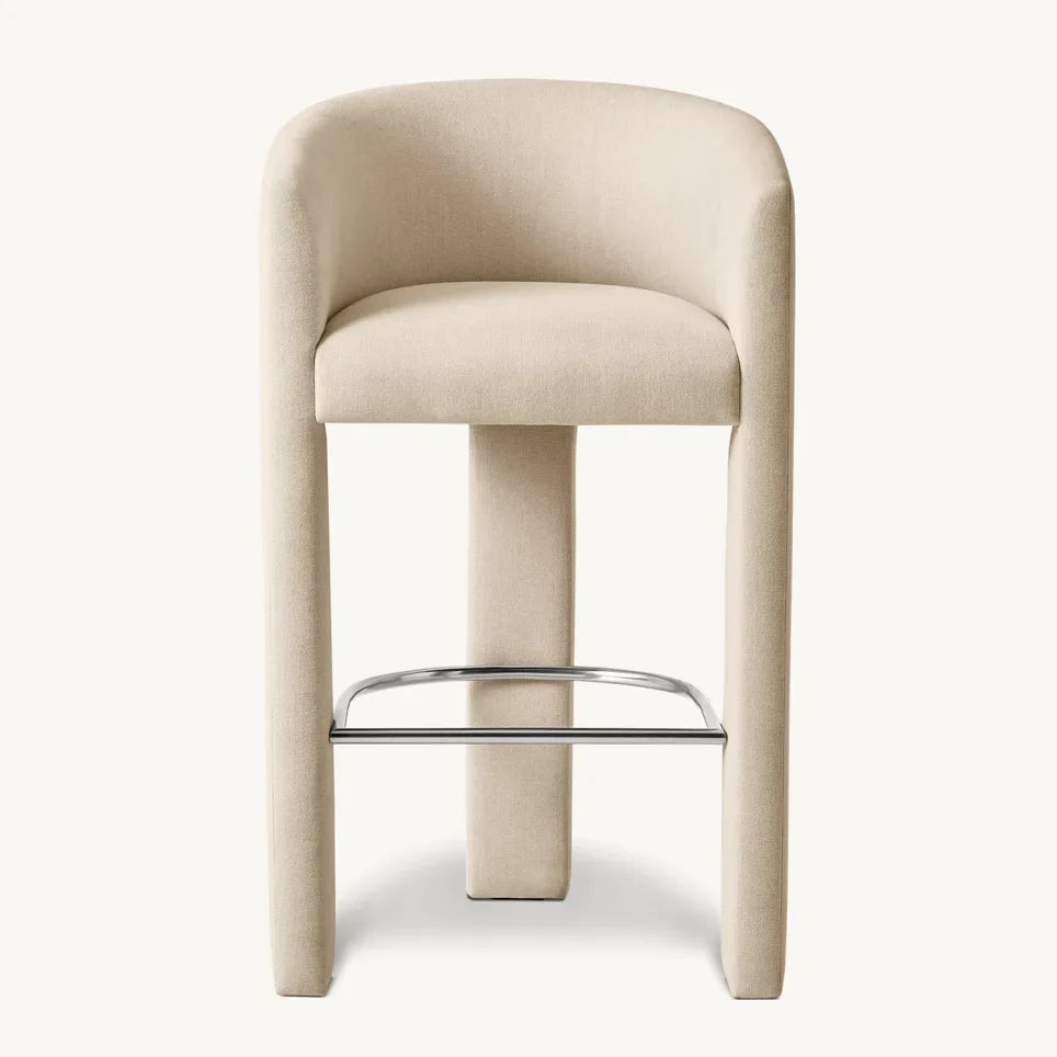 Upholstered Stool – Contemporary Architectural Design – Fabric Finish – Ines – Statement Piece