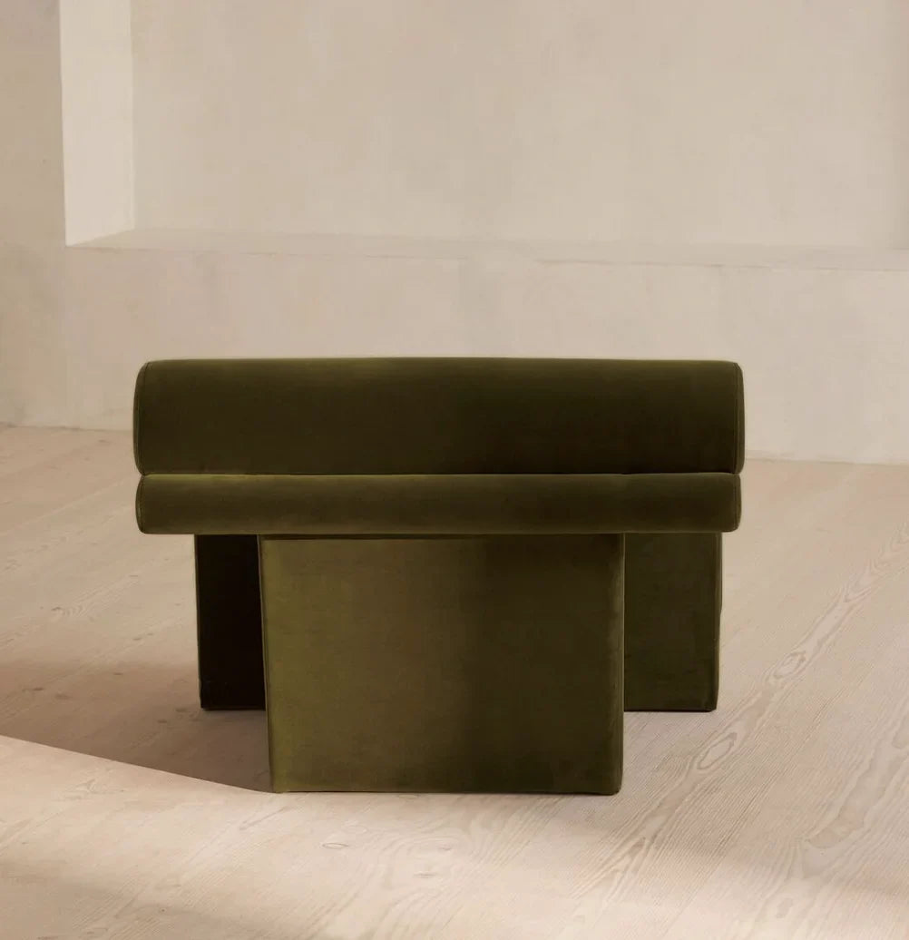 Humphrey Armchair 1960s-Style – Olive Cotton Velvet Mid-Century | 1601078012803