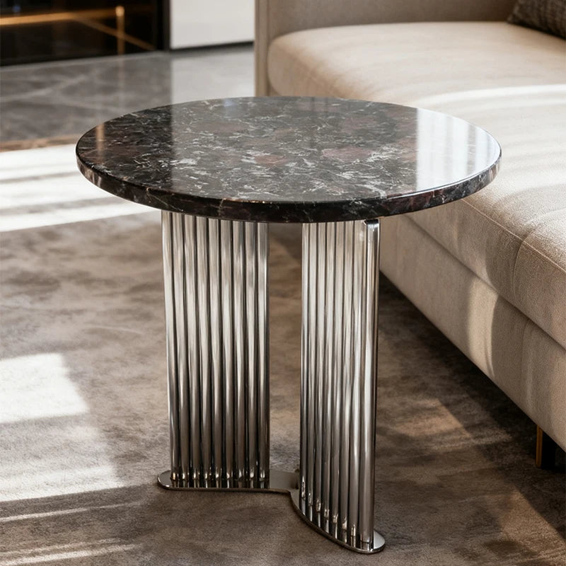 Luxury Round Natural Marble Coffee Table Modern Italian Style for Villa