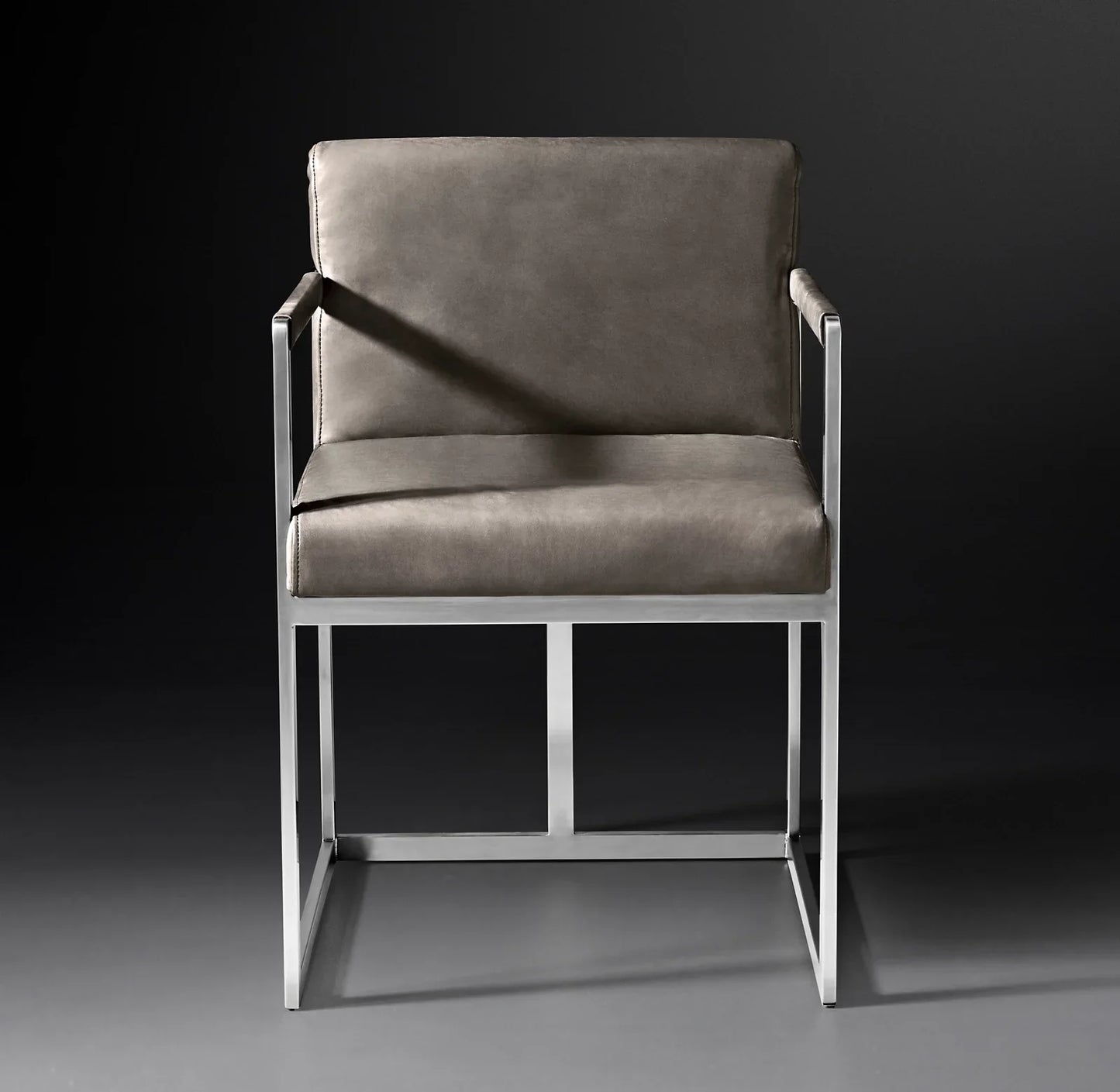 Wexler Square Dining Armchair – Mid-Century Modern Leather and Oak Statement Piece