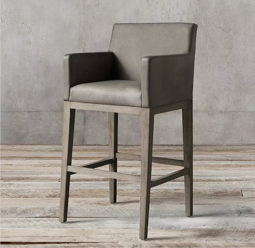 Bar & Counter Stool – Morgan Track Arm Leather & Brown Oak | 1601051650541
