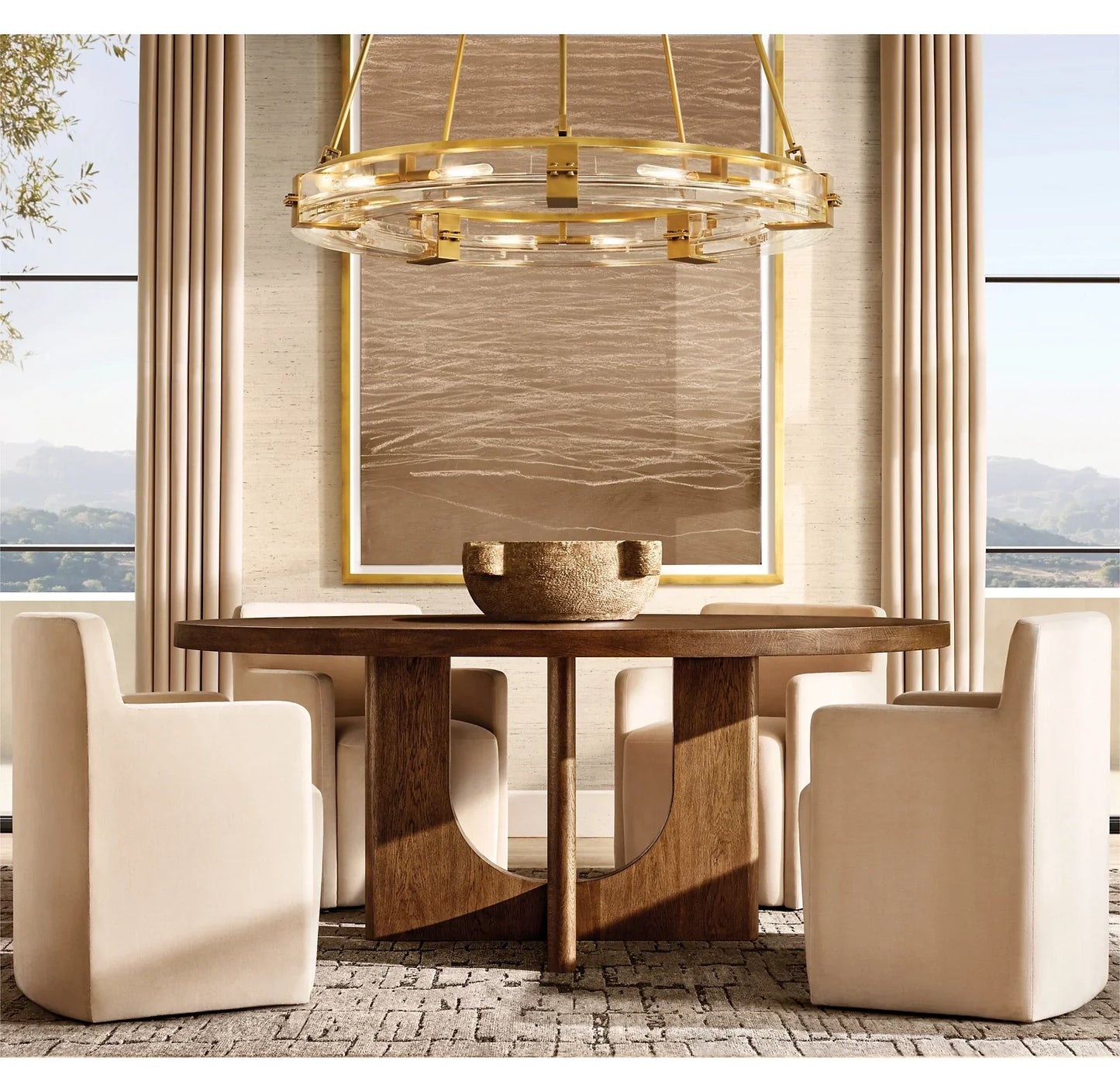 Breton Round Dining Table – Solid Oak Brushed Finish Contemporary Statement Piece