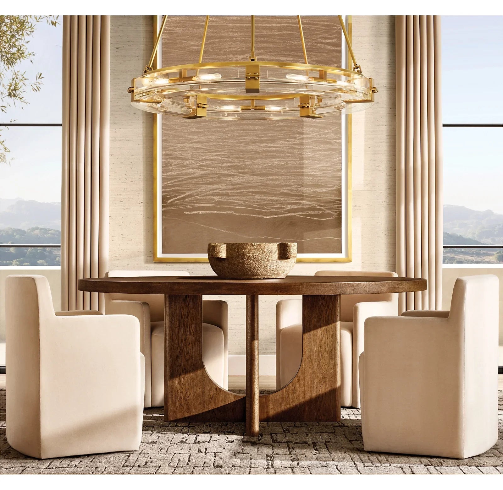 Breton Round Dining Table – Solid Oak Brushed Finish Contemporary Statement Piece