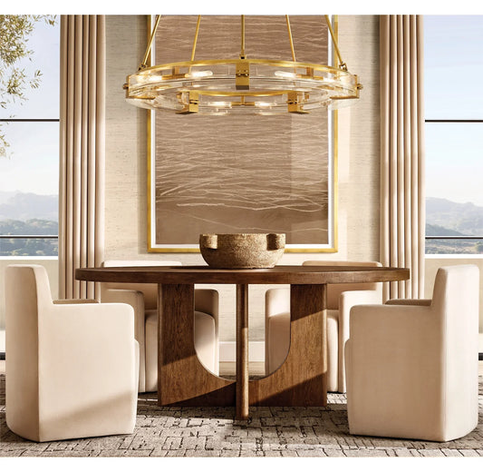 Breton Round Dining Table – Solid Oak Brushed Finish Contemporary Statement Piece