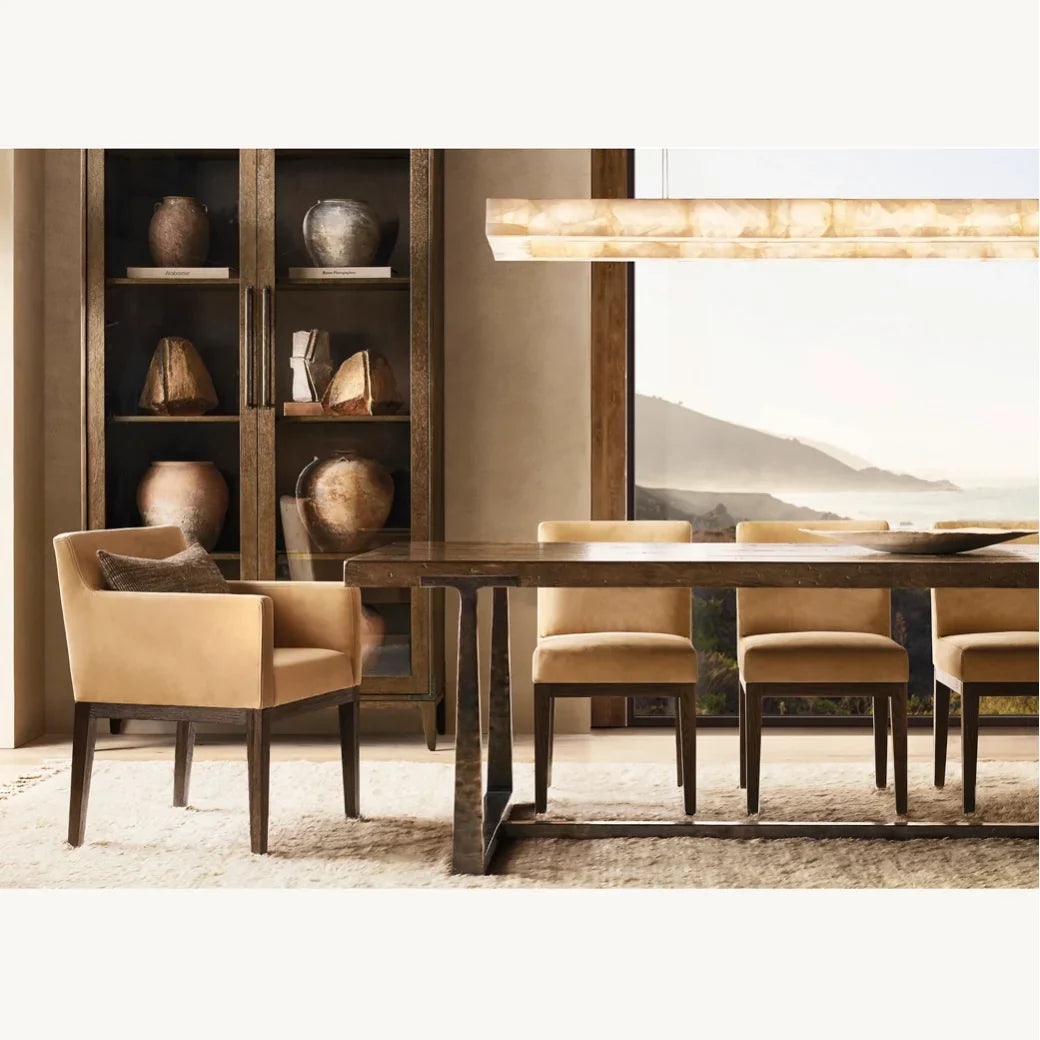 Industrial Extension Dining Table – T-Brace Hand-Cast Metal & Waxed Oak Statement Piece