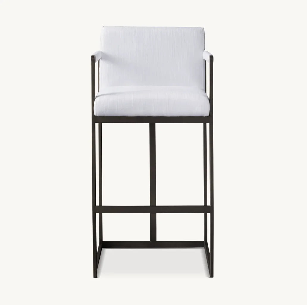 Modernist Bar Stool – Square Upholstered Seat – Oak – Contemporary | 1601024146990