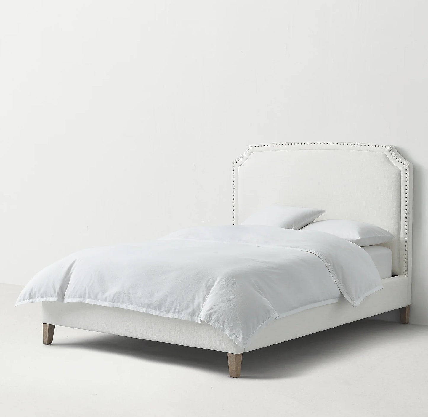 Upholstered Bed with Nailhead Trim – Antonia Berkshire Leather Art Deco Frame