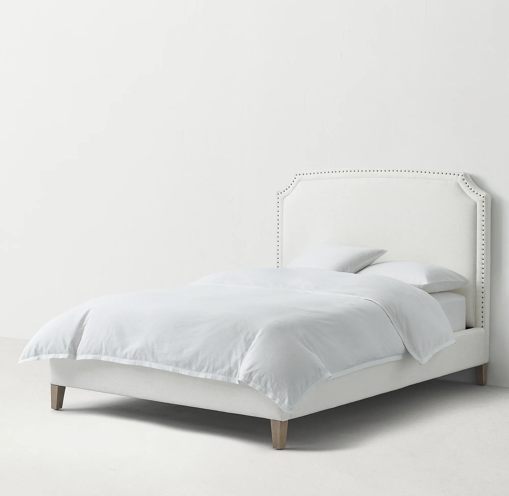 Upholstered Bed with Nailhead Trim – Antonia Berkshire Leather Art Deco Frame