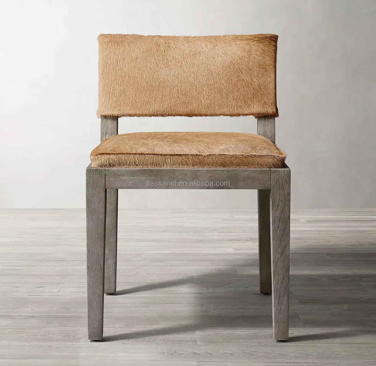 French Art Deco Dining Side Chair – Hair-on-Hide Oak Statement Piece