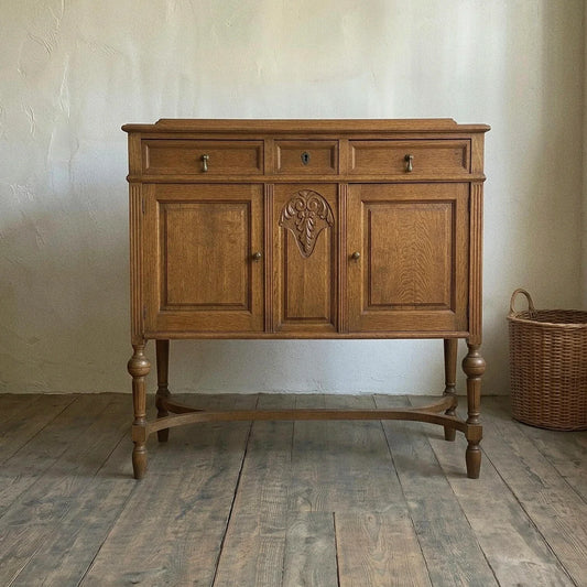 Storage Cabinet 2-Drawer – Solid Birch Wood Vintage French Statement Piece