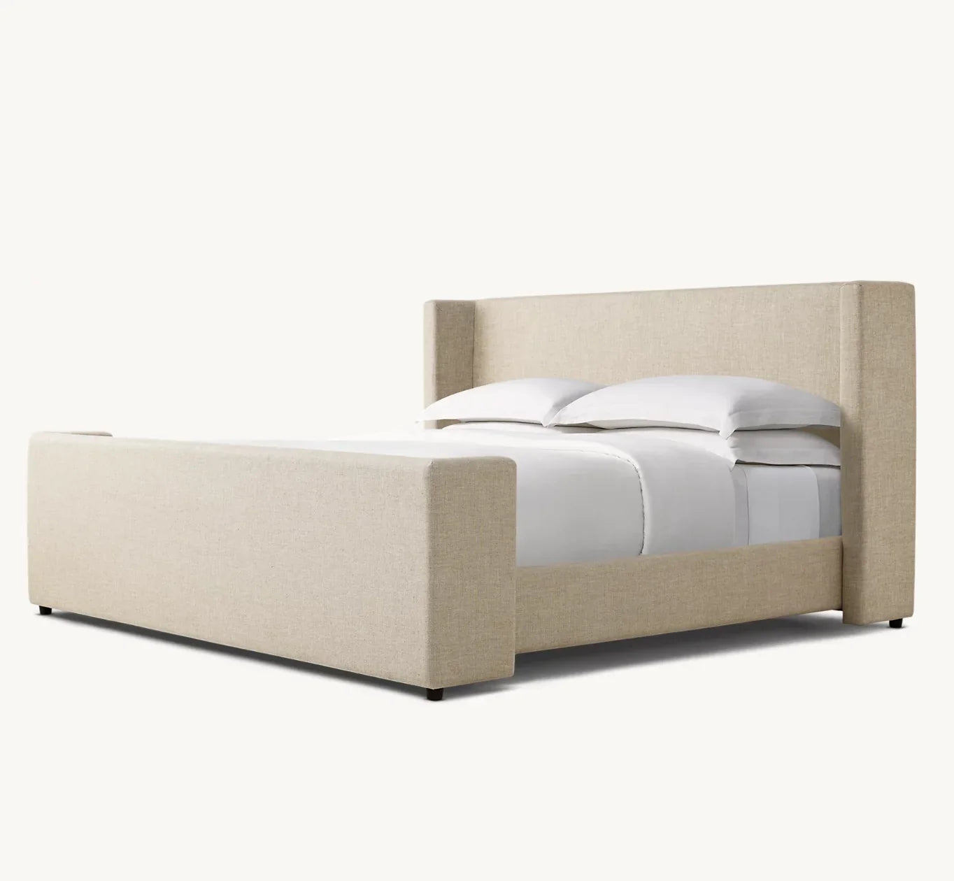 Arlen Shelter Bed – Upholstered Sand Belgian Linen by Arlen – Contemporary Design