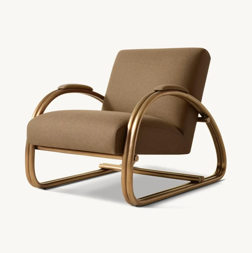 Rivoli Lounge Chair – European Modernist Brass Bauhaus Statement Piece