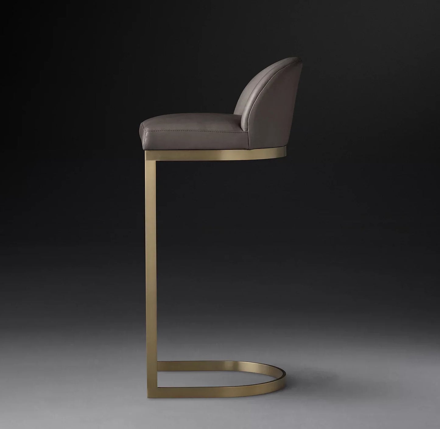 Italian Leather Bar Stool – Berkshire Leather and Burnished Brass Frame