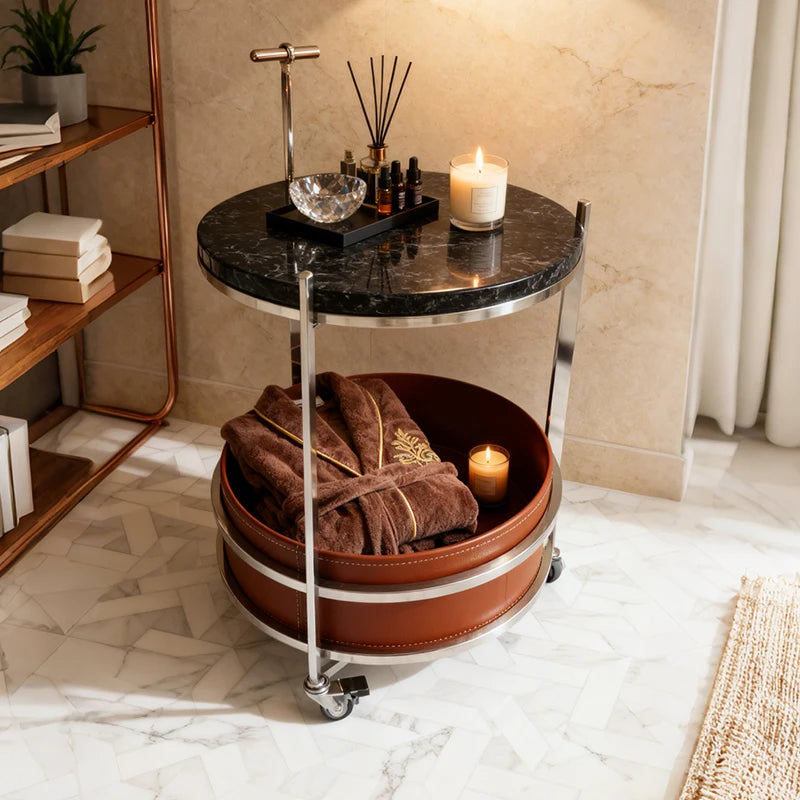 Luxury Round Natural Marble Coffee Table Modern Italian Style for Villa