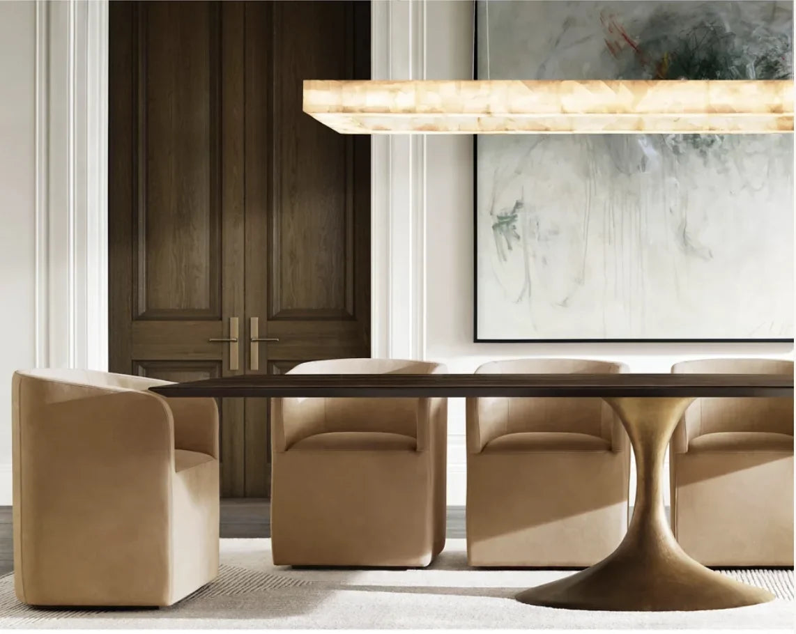 Extendable Rectangular Dining Table – Walnut Metal Midcentury American Statement Piece