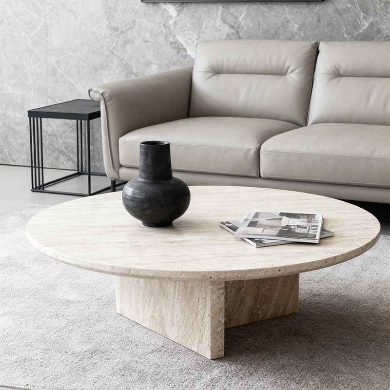 Luxury Round Natural Marble Coffee Table Modern Italian Style for Villa