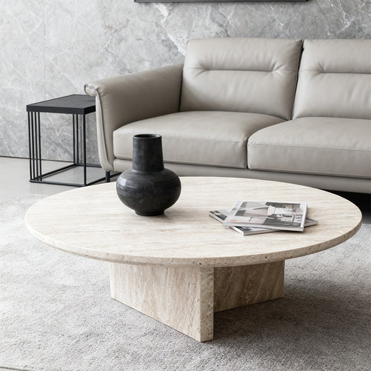 Luxury Round Natural Marble Coffee Table Modern Italian Style for Villa