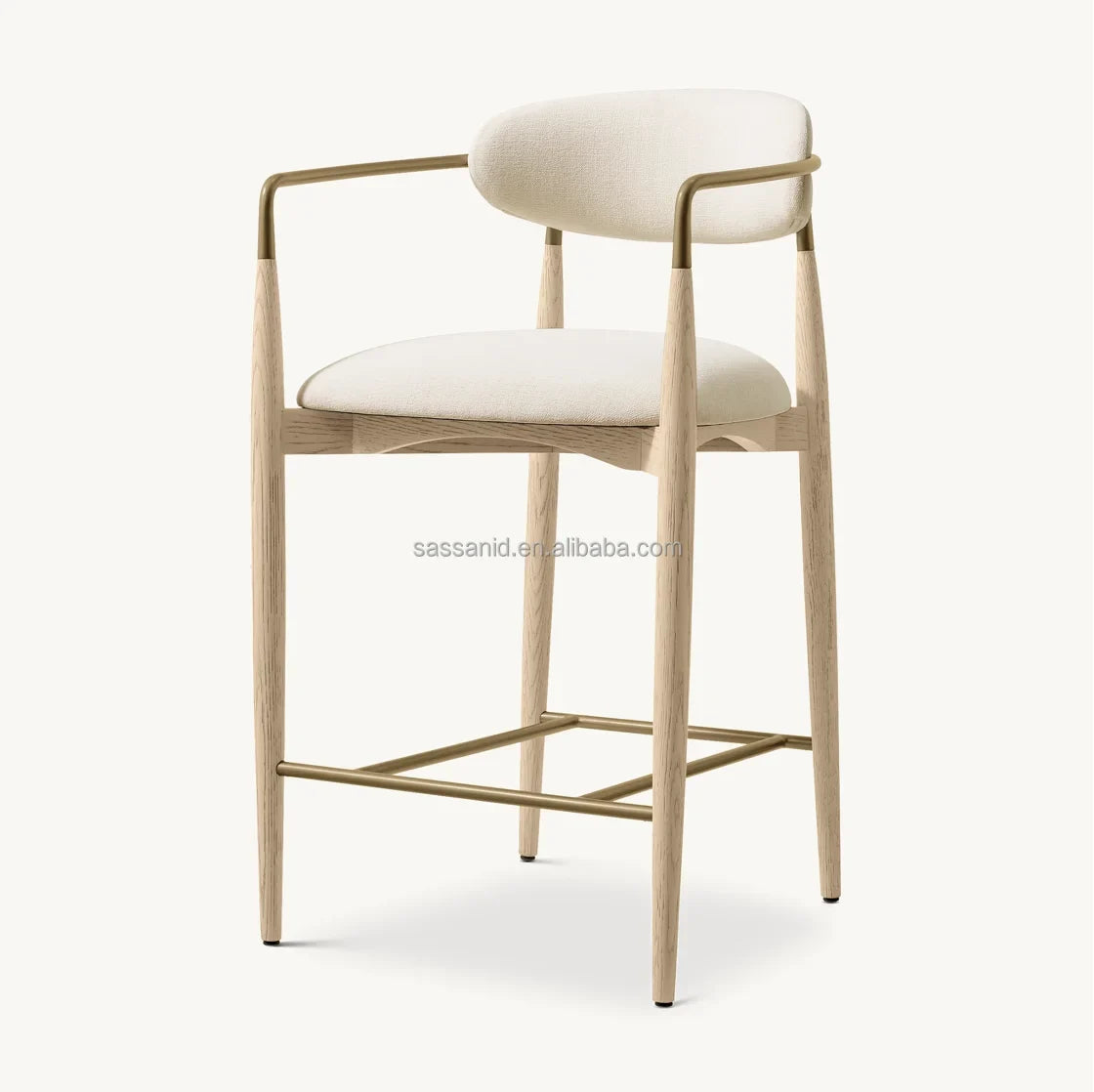 Viscount Midcentury Modern Stool – Oak and Performance Fabric Statement Piece | 1601678544292