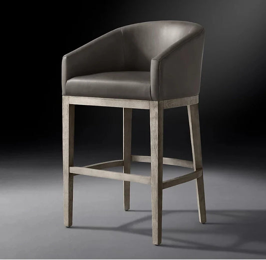 Morgan Barrelback Bar Stool – Slope Arm Leather Oak Mid-Century | 1601053923370