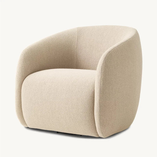 Savio Swivel Chair – Midcentury Geometric Solid Oak & Fabric European Design