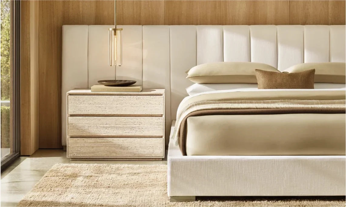 Platform Bed with Vertical Channel – Modern Fabric Re Home Statement Piece