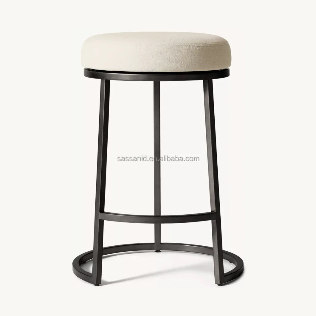 Backless Swivel Bar Stool – Emery Contemporary Fabric Upholstered Statement Piece