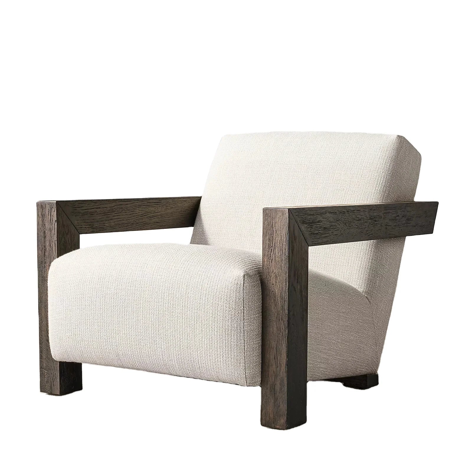 French Contemporary Wingback Chair – Elegant Linen Statement Piece