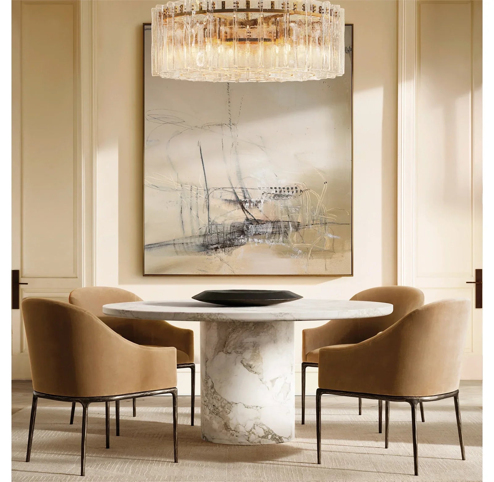 Round Dining Table – Italian Arabescato Marble Statement Piece | 1600725980024