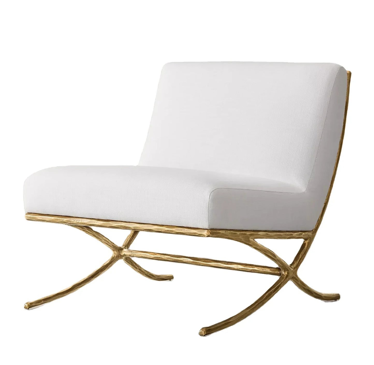 Hand-Forged Metal X-Base Slipper Chair – Luxury Statement Accent Piece